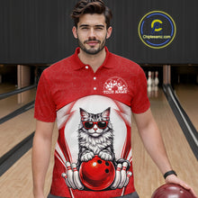 Load image into Gallery viewer, Custom Cool Maine Coon Cat With Funny Gesture Bowling Men Polo Shirt, Bowling Team Outfit IPHW11046
