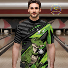 Load image into Gallery viewer, Custom Funny Green Bowling Dinosaur Bowling Men Quarter-Zip Shirt, Bowling Team Shirt IPHW9927