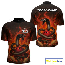 Load image into Gallery viewer, Custom Red Flame Black Mamba Snake Bowling Men Quarter-Zip Shirt, Snake Bowling Team Jerseys IPHW10149