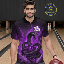 Load image into Gallery viewer, Custom Purple Flame Black Mamba Snake Bowling Men Polo Shirt, Snake Bowling Team Jerseys IPHW10150