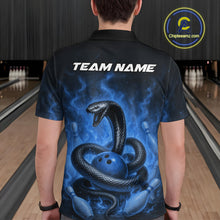 Load image into Gallery viewer, Custom Blue Flame Black Mamba Snake Bowling Men Polo Shirt, Snake Bowling Team Jerseys IPHW10151