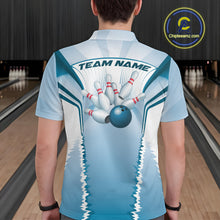 Load image into Gallery viewer, Custom Blue Bowling Team Jerseys, Bowling Uniform Bowling League Polo Shirts For Men IPHW9935