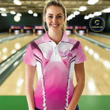Load image into Gallery viewer, Custom Pink Bowling Team Jerseys, Bowling Uniform Bowling League Polo Shirts For Women IPHW9936