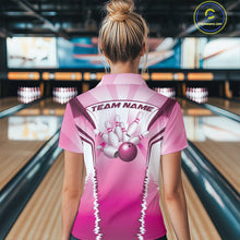 Load image into Gallery viewer, Custom Pink Bowling Team Jerseys, Bowling Uniform Bowling League Polo Shirts For Women IPHW9936