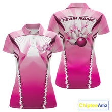 Load image into Gallery viewer, Custom Pink Bowling Team Jerseys, Bowling Uniform Bowling League Polo Shirts For Women IPHW9936
