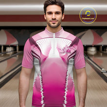 Load image into Gallery viewer, Custom Pink Bowling Team Jerseys, Bowling Uniform Bowling League Quarter-Zip Shirts For Men IPHW9936