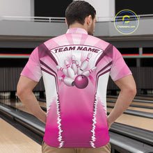 Load image into Gallery viewer, Custom Pink Bowling Team Jerseys, Bowling Uniform Bowling League Quarter-Zip Shirts For Men IPHW9936
