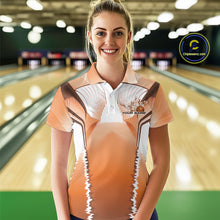 Load image into Gallery viewer, Custom Orange Bowling Team Jerseys, Bowling Uniform Bowling League Polo Shirts For Women IPHW9937