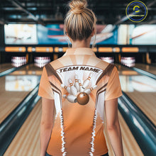 Load image into Gallery viewer, Custom Orange Bowling Team Jerseys, Bowling Uniform Bowling League Polo Shirts For Women IPHW9937