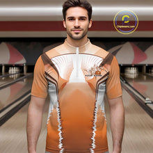 Load image into Gallery viewer, Custom Orange Bowling Team Jerseys, Bowling Uniform Bowling League Quarter-Zip Shirts For Men IPHW9937