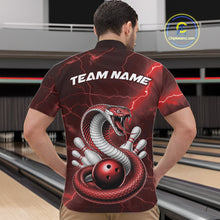 Load image into Gallery viewer, Custom Red Lightning Cobra Bowling Men Quarter-Zip Shirt, Bowling Tournament Team Shirt IPHW11077