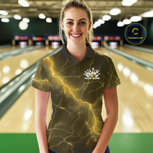 Load image into Gallery viewer, Custom Yellow Lightning Cobra Bowling Men Quarter-Zip Shirt, Bowling Tournament Team Shirt IPHW11079