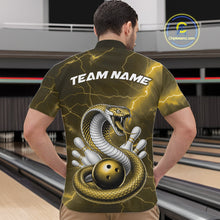 Load image into Gallery viewer, Custom Yellow Lightning Cobra Bowling Men Quarter-Zip Shirt, Bowling Tournament Team Shirt IPHW11079