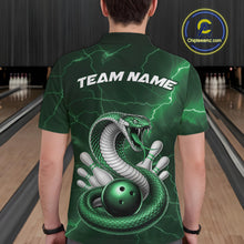 Load image into Gallery viewer, Custom Green Lightning Cobra Bowling Men Polo Shirt, Bowling Tournament Team Shirt IPHW11080