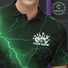 Load image into Gallery viewer, Custom Green Lightning Cobra Bowling Men Polo Shirt, Bowling Tournament Team Shirt IPHW11080