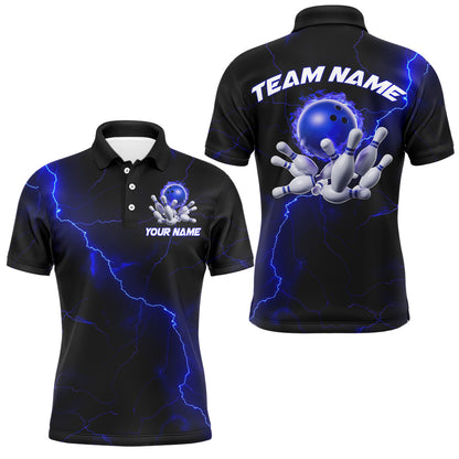 Blue Thunder Lightning Flame Bowling Ball Custom Bowling Team Shirts For Men And Women Bowlers IPHW6716