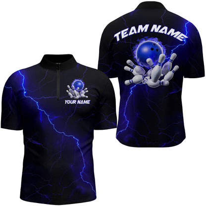 Blue Thunder Lightning Flame Bowling Ball Custom Bowling Team Shirts For Men And Women Bowlers IPHW6716