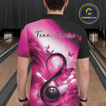 Load image into Gallery viewer, Custom Hope Pink Ribbon Butterfly Bowling Men Team Shirt,Breast Cancer Bowling Shirt IPHW11116