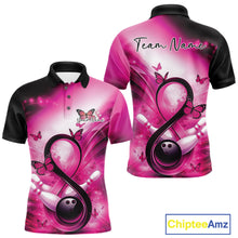 Load image into Gallery viewer, Custom Hope Pink Ribbon Butterfly Bowling Men Team Shirt,Breast Cancer Bowling Shirt IPHW11116