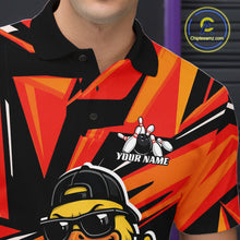 Load image into Gallery viewer, Custom Funny Yellow Duck Bowling Team Men Polo Shirt, Orange Duck Bowling Jerseys IPHW11119