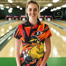 Load image into Gallery viewer, Custom Funny Yellow Duck Bowling Team Women Polo Shirt, Orange Duck Bowling Jerseys IPHW11119