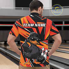 Load image into Gallery viewer, Custom Funny Black Duck Bowling Team Men Quarter-Zip Shirt, Orange Duck Bowling Jerseys IPHW11120