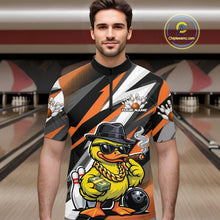 Load image into Gallery viewer, Custom Funny Yellow Boss Duck Bowling Men Quarter-Zip Shirt, Cool Duck Bowling Team Jerseys IPHW11124
