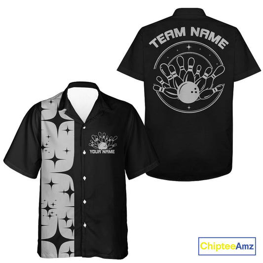 Custom Vintage Bowling Men And Women Hawaiian Shirts, Retro Style Bowling Team Shirt IPHW10078