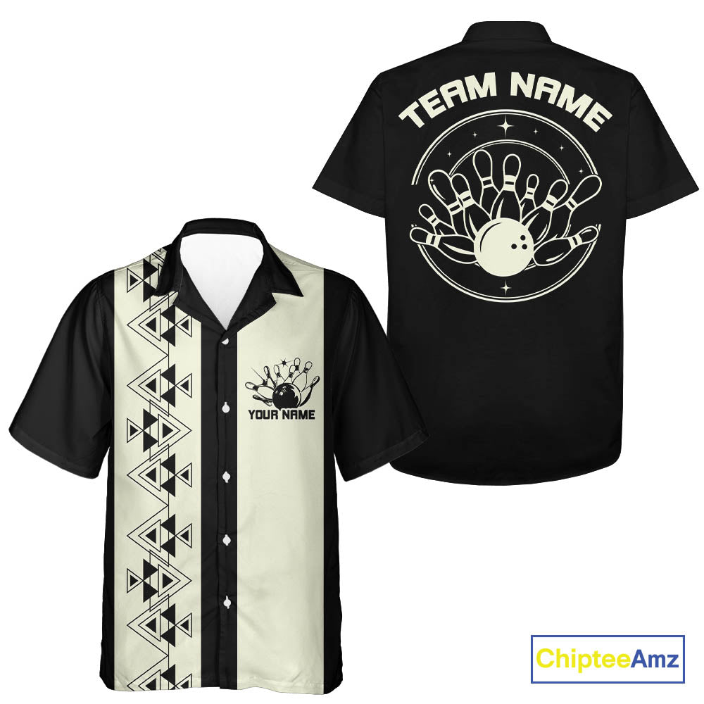 Custom Vintage Retro Style Tribal Bowling Team Hawaiian Shirts, Bowlers Outfit IPHW10082