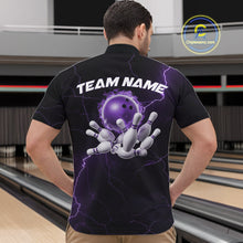 Load image into Gallery viewer, Custom Purple Thunder Lightning Flame Bowling Ball Men Bowling Team Shirt Bowler Outfit IPHW10671