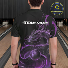 Load image into Gallery viewer, Custom Purple Tribal Flame Dragon Bowlin Team Men Polo Shirt, Dragon Bowling Jerseys IPHW10231