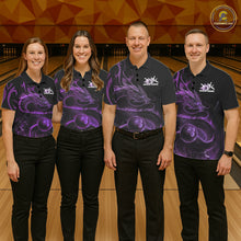 Load image into Gallery viewer, Custom Purple Tribal Flame Dragon Bowlin Team Men Polo Shirt, Dragon Bowling Jerseys IPHW10231