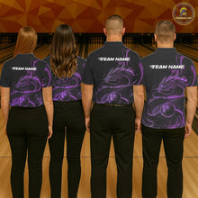 Load image into Gallery viewer, Custom Purple Tribal Flame Dragon Bowlin Team Men Polo Shirt, Dragon Bowling Jerseys IPHW10231
