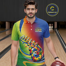 Load image into Gallery viewer, Custom Colorful Puzzles Autism Awareness Bowling Men Polo Shirt, Autism Acceptance Shirt IPHW11204