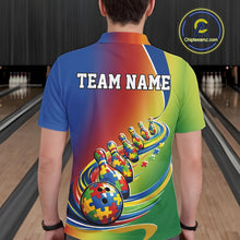 Load image into Gallery viewer, Custom Colorful Puzzles Autism Awareness Bowling Men Polo Shirt, Autism Acceptance Shirt IPHW11204