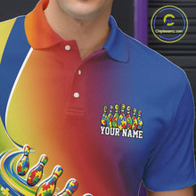 Load image into Gallery viewer, Custom Colorful Puzzles Autism Awareness Bowling Men Polo Shirt, Autism Acceptance Shirt IPHW11204