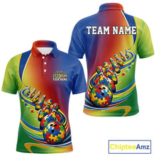 Load image into Gallery viewer, Custom Colorful Puzzles Autism Awareness Bowling Men Polo Shirt, Autism Acceptance Shirt IPHW11204
