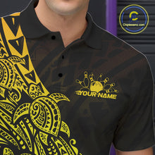 Load image into Gallery viewer, Custom Black And Gold Polynesian Tribal Turtle Bowling Men Polo Team Shirts Outfit IPHW10978