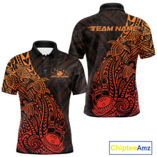 Load image into Gallery viewer, Custom Red Orange Polynesian Tribal Turtle Bowling Men Polo Team Shirts Outfit IPHW10981