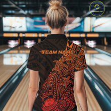 Load image into Gallery viewer, Custom Red Orange Polynesian Tribal Turtle Bowling Women Quarter-Zip Team Shirts Outfit IPHW10981