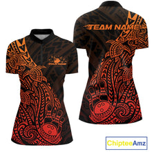 Load image into Gallery viewer, Custom Red Orange Polynesian Tribal Turtle Bowling Women Quarter-Zip Team Shirts Outfit IPHW10981