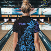 Load image into Gallery viewer, Custom Blue And Purple Polynesian Tribal Turtle Bowling Women Quarter-Zip Team Shirts IPHW10982