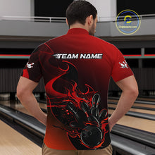 Load image into Gallery viewer, Custom Black And Red Flame Bowling Team Men Quarter-Zip Shirt, Bowling Tournament Shirt IPHW9868