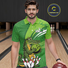 Load image into Gallery viewer, Custom Funny Alligator Bowling Tournament Team Jerseys, Alligator Bowling Men Polo Shirt IPHW9925