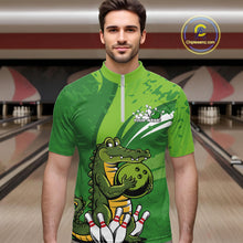Load image into Gallery viewer, Custom Funny Alligator Bowling Tournament Team Jerseys, Alligator Bowling Men Quarter-Zip Shirt IPHW9925