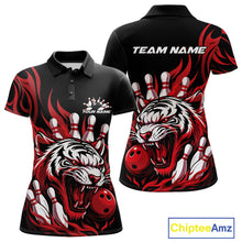 Load image into Gallery viewer, Custom Black And Red Tiger Women Bowling Jerseys, Tiger Bowling Team League Shirt IPHW10160