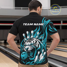 Load image into Gallery viewer, Custom Black And Blue Tiger Men Bowling Jerseys, Tiger Bowling Team League Shirt IPHW10161