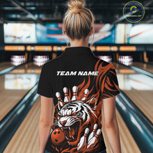 Load image into Gallery viewer, Custom Black And Orange Tiger Women Bowling Jerseys, Tiger Bowling Team League Shirt IPHW10162