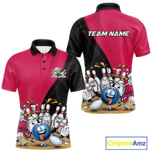 Load image into Gallery viewer, Custom Pink Funny Bowling Men Polo Shirts, Bowling And Beer Party Bowlers Outfit IPHW10817
