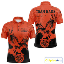 Load image into Gallery viewer, Custom Grunge Orange Eagle Dart Team Men Polo Shirts, Vintage Dart Uniform Players Outfit IPHW9966